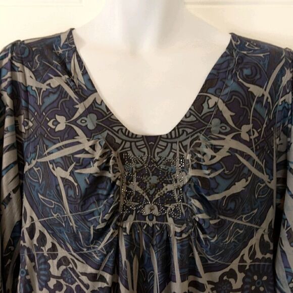 (3/$20) Cato blue floral print 3/4 sleeve dress - Picture 2 of 12